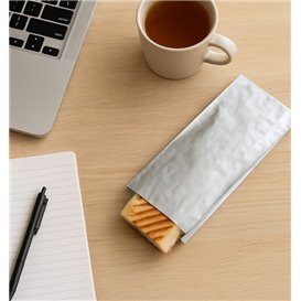 Silver Greaseproof Aluminum Foil Bag 31,5+5x10,3cm (2000 Units)