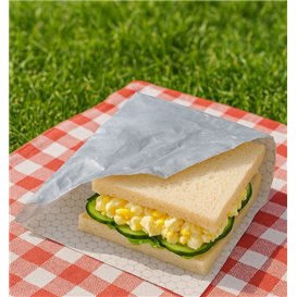 Paper Food Bag Grease-Proof Opened 2L Silver 16x16cm (500 Units)