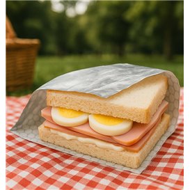 Paper Food Bag Grease-Proof Opened 2L Silver 16x16cm (4000  Units)