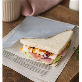 Paper Food Bag Grease-Proof Opened 2L Silver 16x16cm (4000  Units)