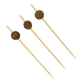 Bamboo Food Pick Ethnic Design 9cm (200 Units)  