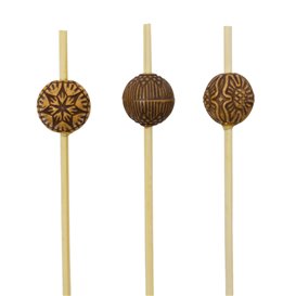 Bamboo Food Pick Ethnic Design 9cm (200 Units)  