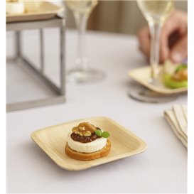 Square Wooden Plate 10,5x10,5cm (25 Units)