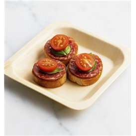 Square Wooden Plate 10,5x10,5cm (25 Units)