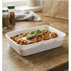 Rectangular Container in PP White 500ml 17,4x11,6x3,5cm (25 Units)