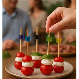 Bamboo Skewer Cube Colors 7cm (100 Units)