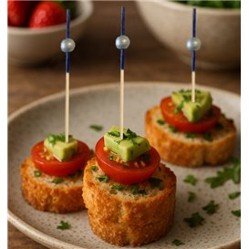 Bamboo Skewer Blue/Silver 10cm (100 Units)