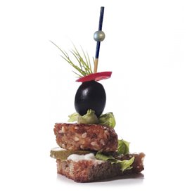 Bamboo Skewer Blue/Silver 10cm (100 Units)