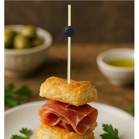 Bamboo Food Pick "Big Ball" Design Black 12,5cm (100 Units)  