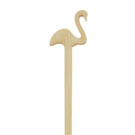 Bamboo Pink Flamingo Drink Stirrer 14cm (50 Units)