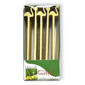 Bamboo Pink Flamingo Drink Stirrer 14cm (50 Units)
