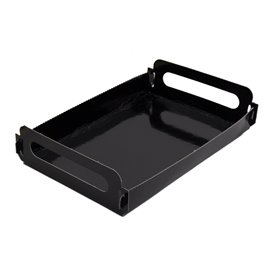 Paper Tray with Handles Rectangular shape Black 12x19 cm (10 Units) 