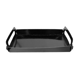 Paper Tray with Handles Rectangular shape Black 12x19 cm (100 Units)  