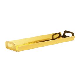 Paper Tray with Handles Rectangular shape Gold 32x7,5 cm (5 Units)