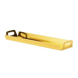 Paper Tray with Handles Rectangular shape Gold 32x7,5 cm (100 Units)  