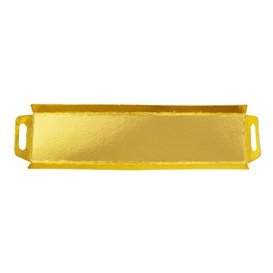 Paper Tray with Handles Rectangular shape Gold 32x7,5 cm (5 Units)