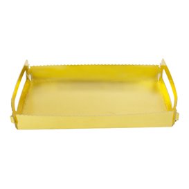 Paper Tray with Handles Rectangular shape Gold 12x19cm (10 Units)