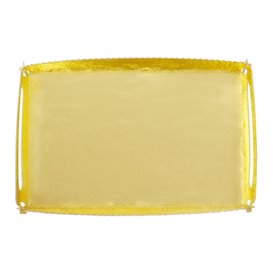 Paper Tray with Handles Rectangular shape Gold 12x19cm (100 Units) 
