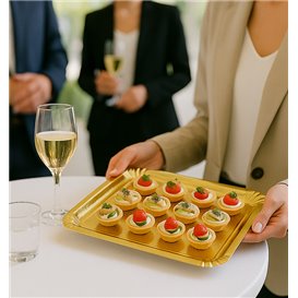 Paper Tray Rectangular shape Gold 16x22 cm (1.000 Units)