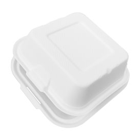 Sugarcane Burger Box White 15x15x8cm (50 Units) 