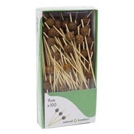 Bamboo Food Picks Ethnic Design 9cm (1200 Units)