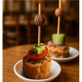 Bamboo Food Picks Ethnic Design 9cm (1200 Units)