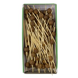 Bamboo Food Picks Ethnic Design 9cm (100 Units)  