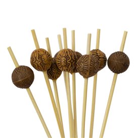 Bamboo Food Picks Ethnic Design 9cm (1200 Units)