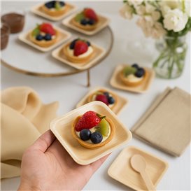 Square Wooden Plate 9x9cm (25 Units)
