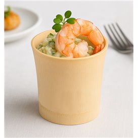 Natural Carved Bamboo Cup Reusable Catering 8,4x9,2x9cm (12 Units)