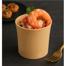 Natural Carved Bamboo Cup Reusable Catering 8,4x9,2x9cm (2 Units)