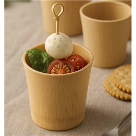 Natural Carved Bamboo Cup Reusable Catering 8,4x9,2x9cm (2 Units)