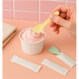 Paper Ice Cream Spoon Wrapped Assorted Colours 'Tutti Frutti' 9cm (2.000 Units)