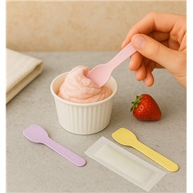 Paper Ice Cream Spoon Wrapped Assorted Colours 'Tutti Frutti' 9cm (2.000 Units)