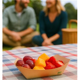 Bamboo Paper Food Tray Kraft 350ml 16,5x12x4,4cm (125 Units)