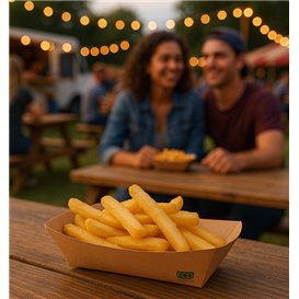 Bamboo Paper Food Tray Kraft 350ml 16,5x12x4,4cm (1000 Units)