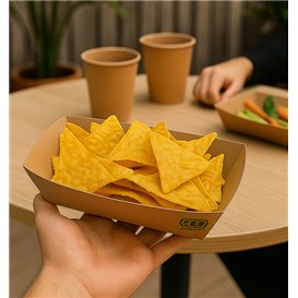 Bamboo Paper Food Tray Kraft 700ml 20,5x15x5,2cm (125 Units)