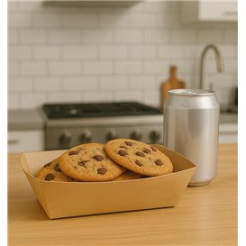 Bamboo Paper Food Tray Kraft 700ml 20,5x15x5,2cm (500 Units)