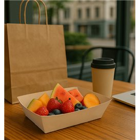 Bamboo Paper Food Tray Kraft 800ml 24x16x5,2cm (125 Units)