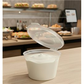 PP Plastic Souffle Cup with Hinged Lid Round 120ml (50 Units)