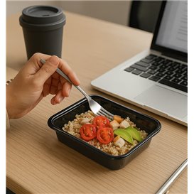 Rectangular Container in PP Black 500ml 17,3x11,9cm (50 Units)