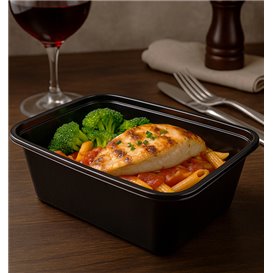 Rectangular Container in PP Black 1.000ml 17,3x11,9cm (500 Units)
