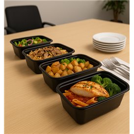 Rectangular Container in PP Black 1.000ml 17,3x11,9cm (500 Units)