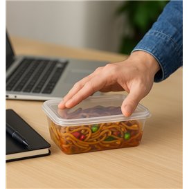 Plastic PP Rectangular Lid for Container Clear 17,4x11,6cm (500 Units)