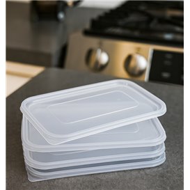 Plastic PP Rectangular Lid for Container Clear 17,4x11,6cm (500 Units)