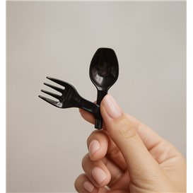 Duo Reusable Spork Durable Fork/Spoon PP Black 12cm (500 Units)