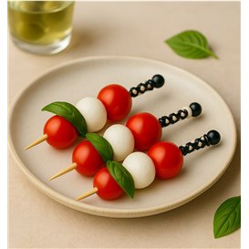 Bamboo Food Picks Black and White Design 9cm (1.200 Units)