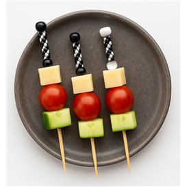 Bamboo Food Picks Black and White Design 9cm (1.200 Units)