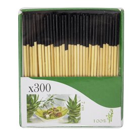 Bamboo Food Picks Black Tip 7cm (300 Units)