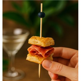 Bamboo Food Picks "Big Ball" Design Black 12,5cm in box (1.200 Units)